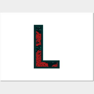 Modern Rose Floral Initial Name Alphabet - Letter L Posters and Art